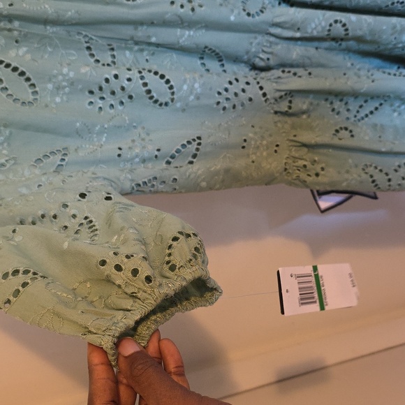 SENI & CADE Eyelet Embroidered Blouson-Sleeve Shift Dress Size Large - Picture 9 of 10